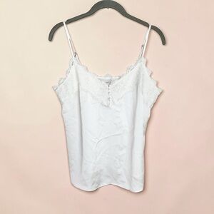 Abercrombie & Fitch White Lace Trim Satin Cami Top Size Medium